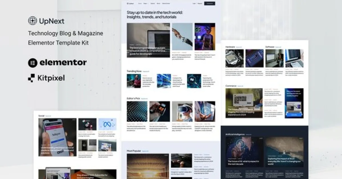 UpNext – Technology Blog & Magazine Elementor Template Kit