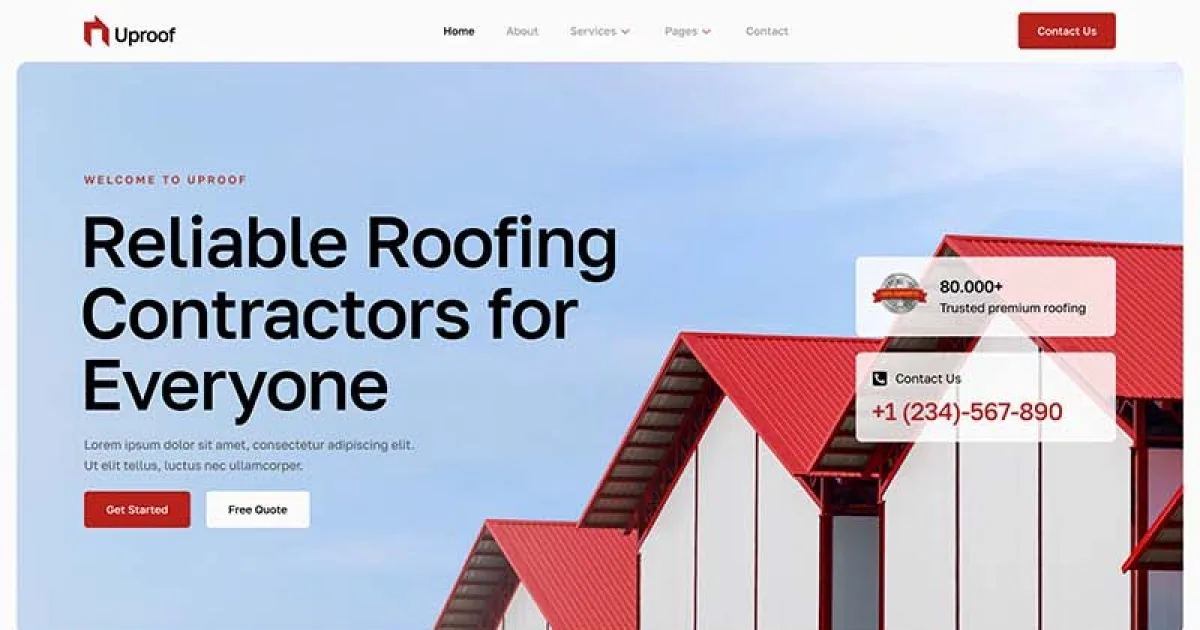 Uproof – Roofing Services & Company Elementor Template Kit