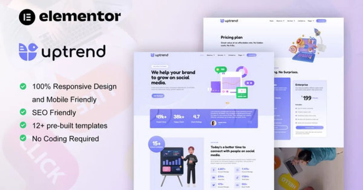 UpTrend – Social Media Marketing Agency Elementor Template Kit