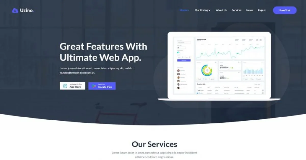 Uzino | Startup App Elementor Template Kit
