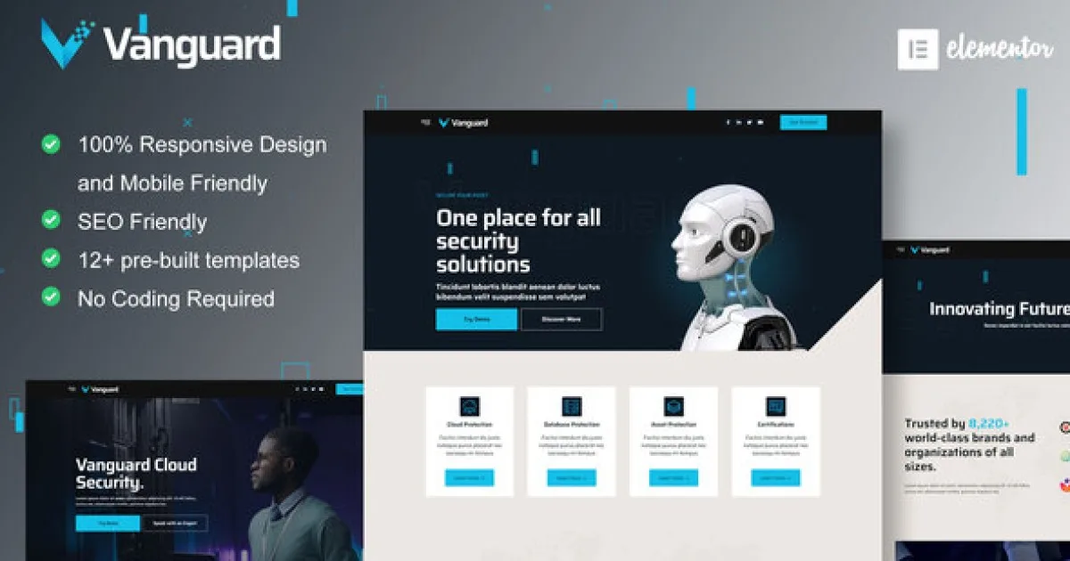 Vanguard – Cyber Security Service Elementor Template Kit