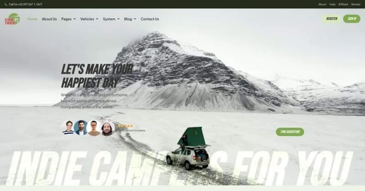 VanTrek – Campervan & RV Rental Elementor Pro Template Kit