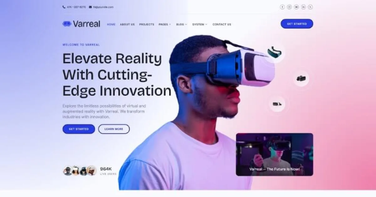 Varreal – Virtual & Augmented Reality Engineering Elementor Template Kit