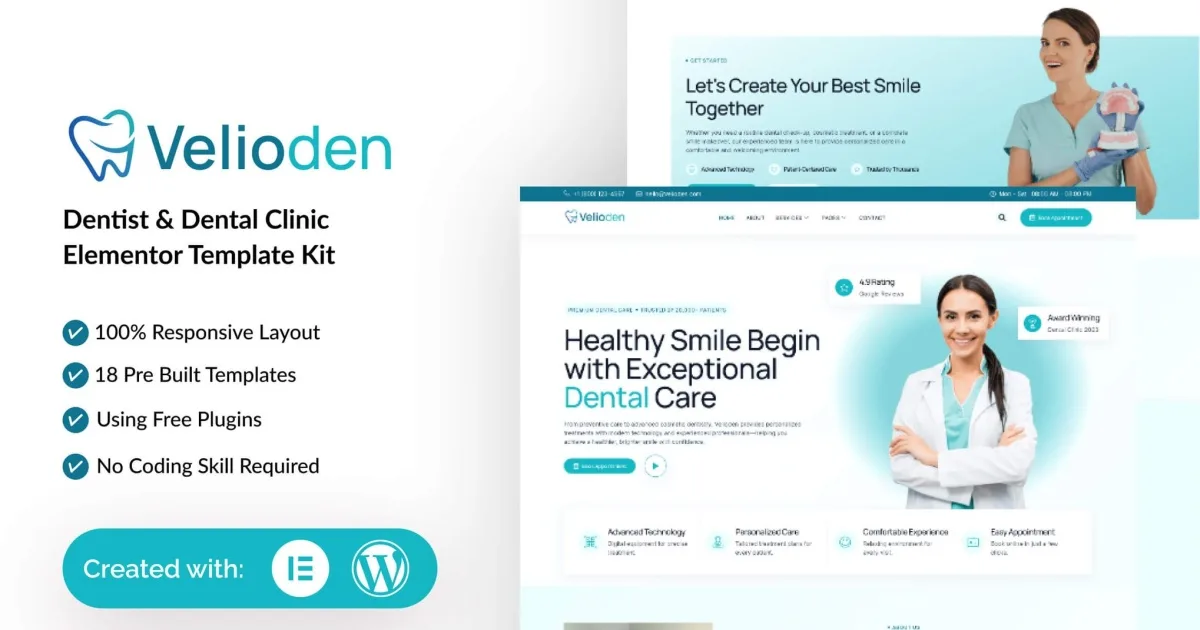 Velioden – Dentist & Dental Clinic Elementor Template Kit