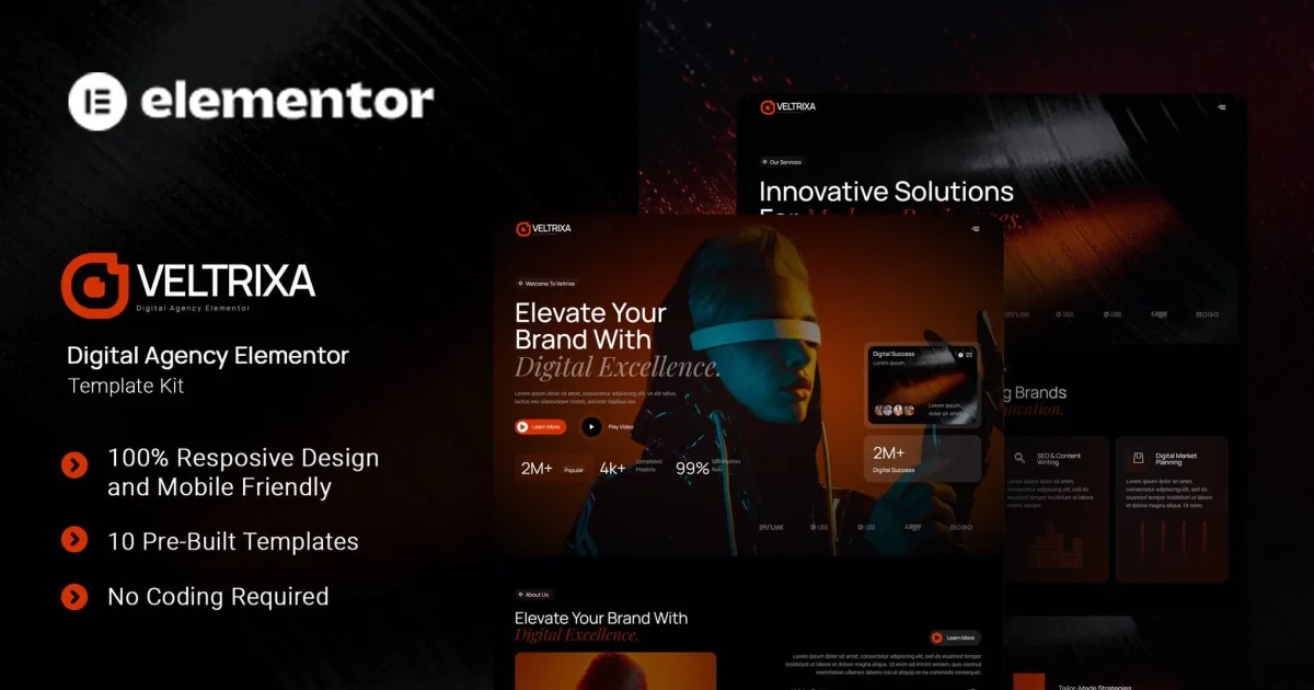 Veltrixa – Digital Agency Elementor Template Kit