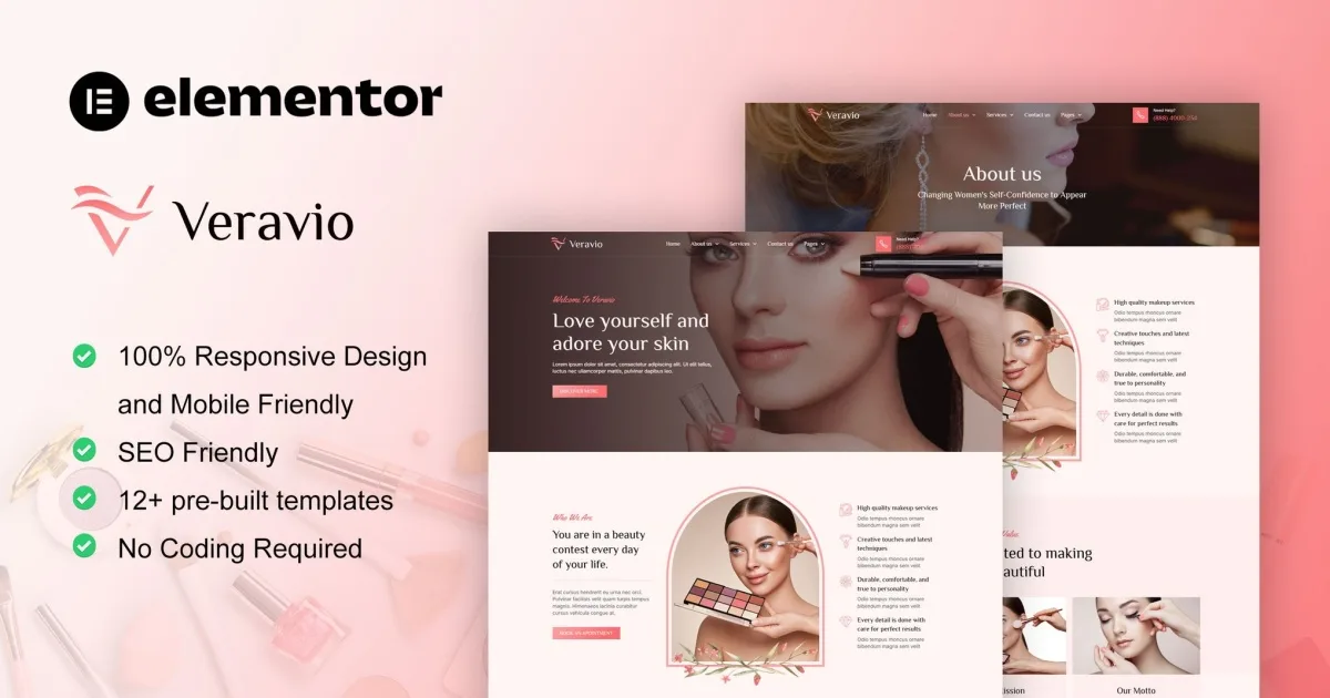 Veravio – Makeup Artist & Hair Stylist Elementor Template Kit
