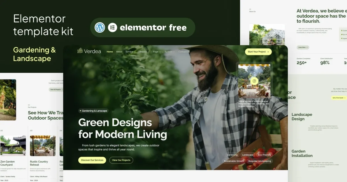 Verdea – Landscaping & Gardening Elementor Template Kit