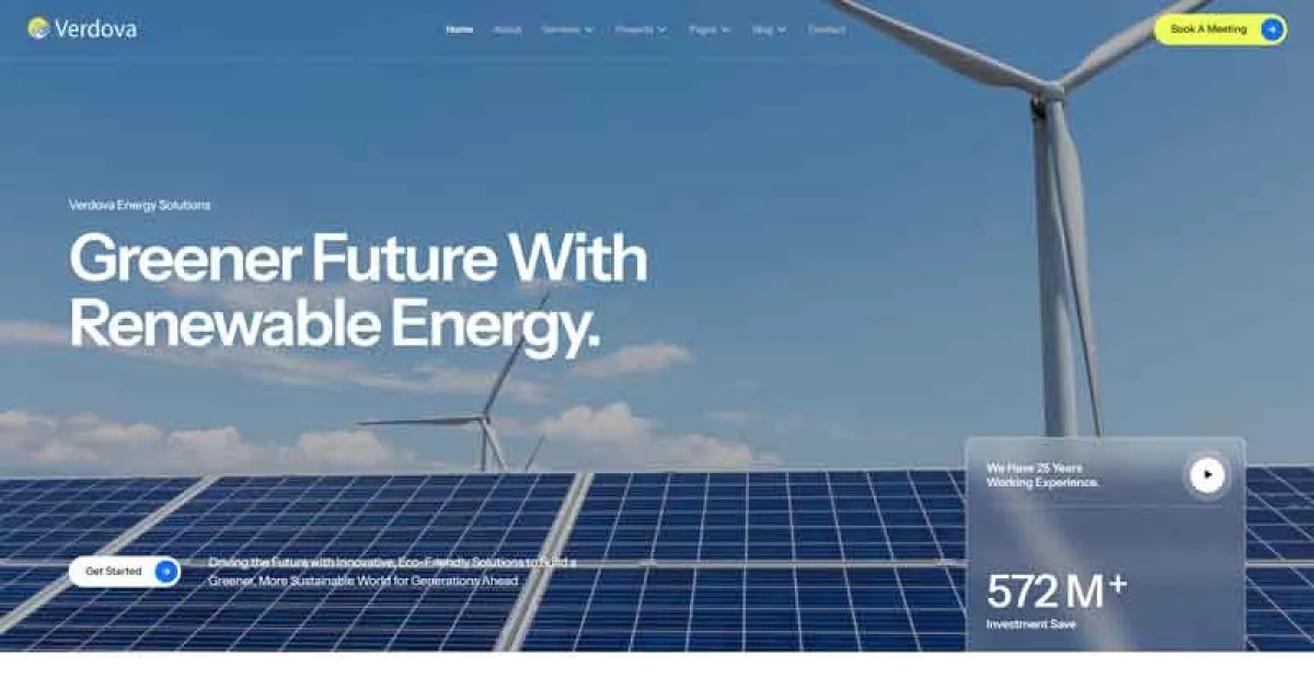 Verdova – Solar & Green Renewable Energy Elementor Template Kit