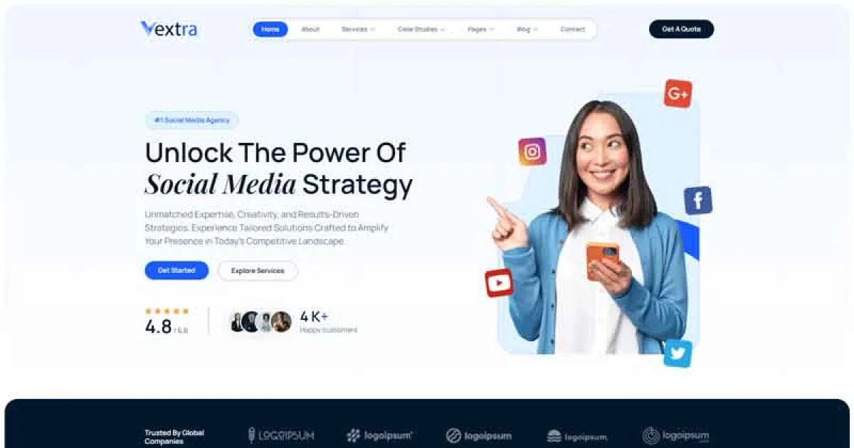 Vextra – Social Media Agency Elementor Template Kit