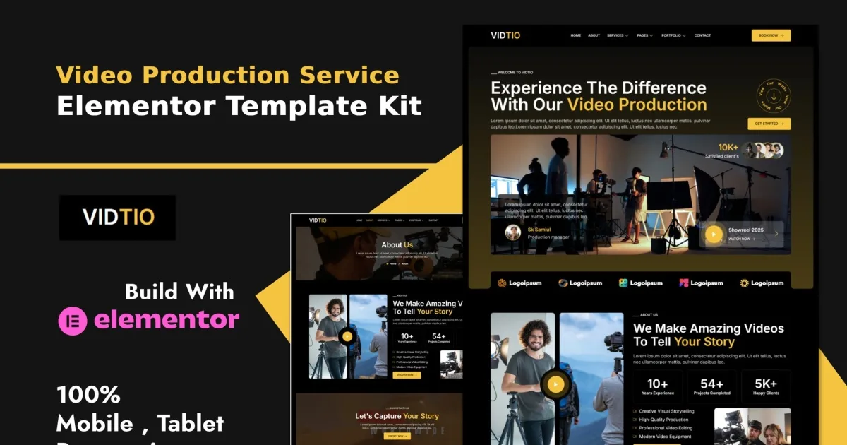 Vidtio – Video Production Elementor Template Kit