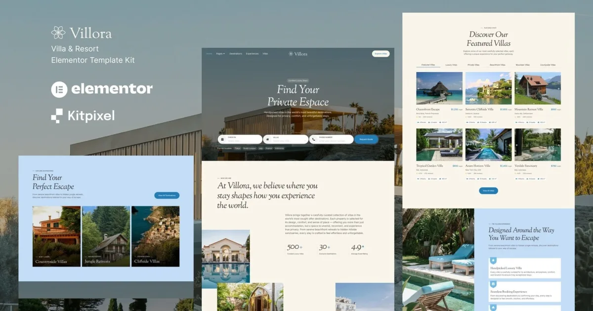 Villora – Villa & Hotel Resort Elementor Template Kit