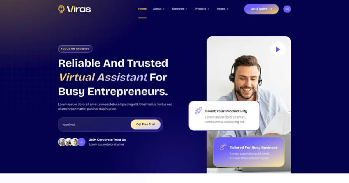 Viras – Virtual Assistant Services Elementor Template Kit