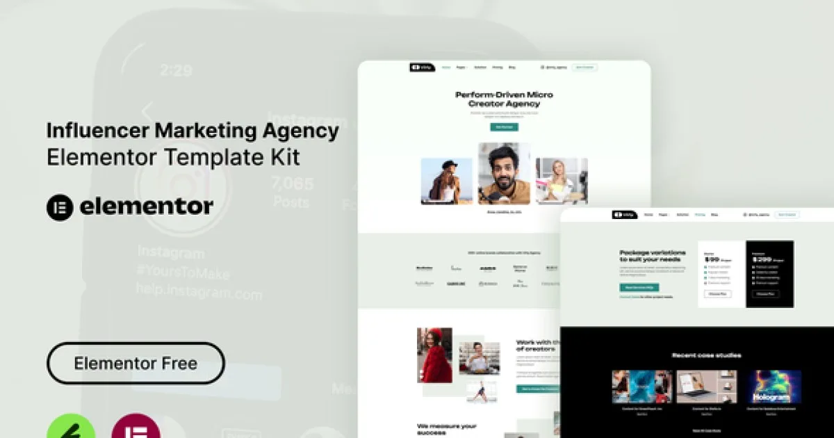 Virly – Influencer Marketing Agency Elementor Template Kit