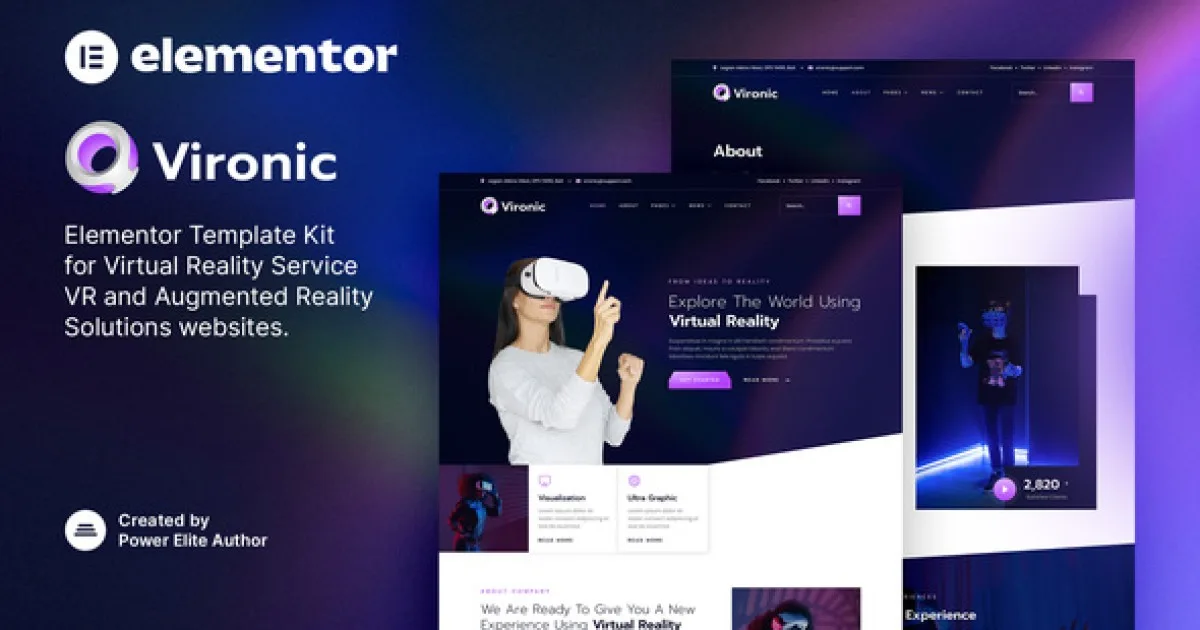 Vironic – Augmented & Virtual Reality Services Elementor Template Kit