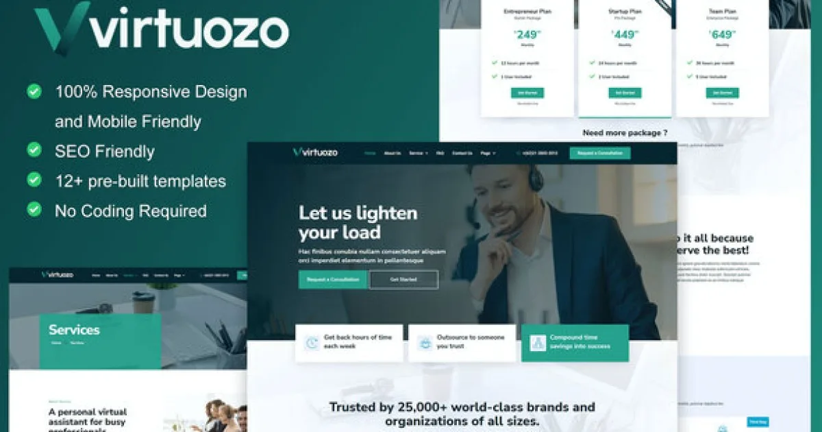 Virtuozo – Virtual Assistant Service Elementor Template Kit - Official Release Preview