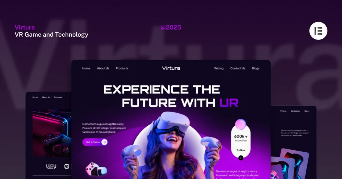 Virtura – VR Game and Technology Website Elementor Template Kits