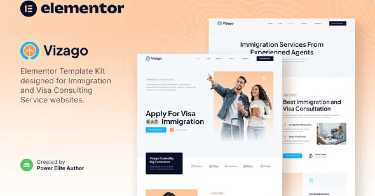 Vizago – Immigration & Visa Consulting Service Elementor Template Kit