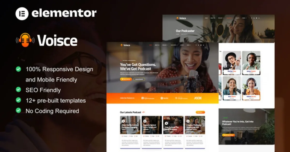 Voisce – Podcaster & Music Streaming Elementor Pro Template Kit - Official Release Preview