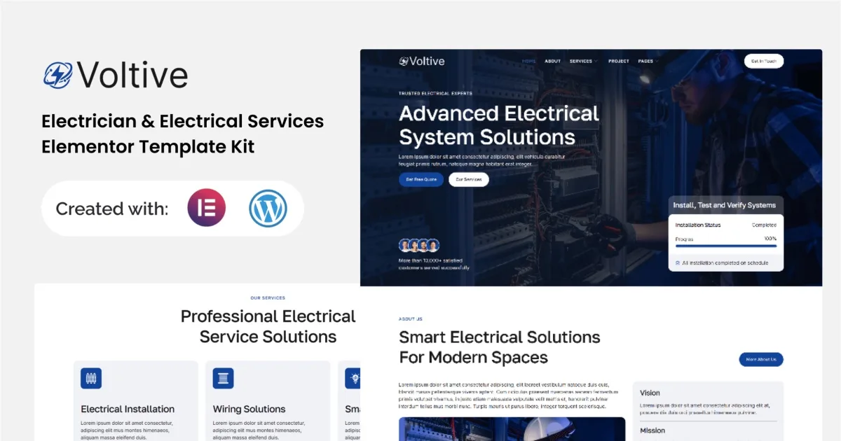 Voltive – Electrician & Electrical Services Elementor Template Kit