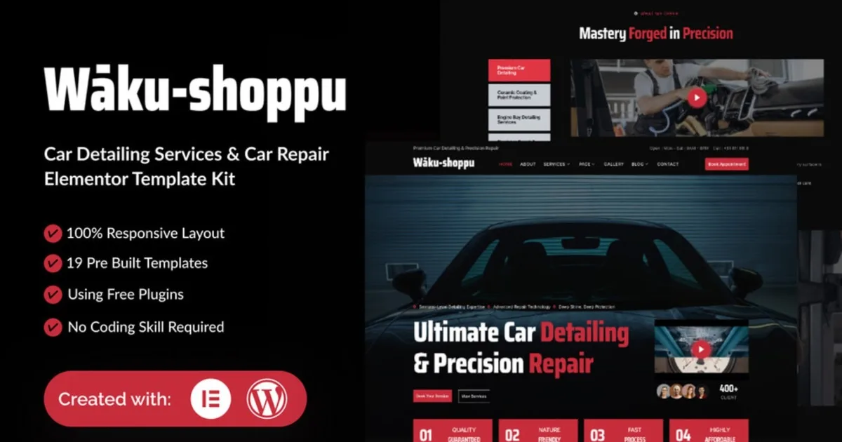 Waku-shoppu – Car Detailing Service & Car Repair Elementor Template Kit