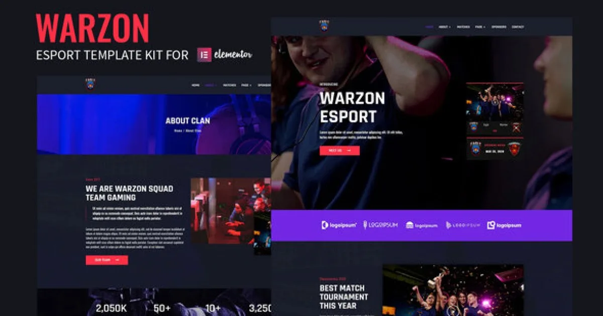Warzon – Esports Gaming Elementor Template Kit