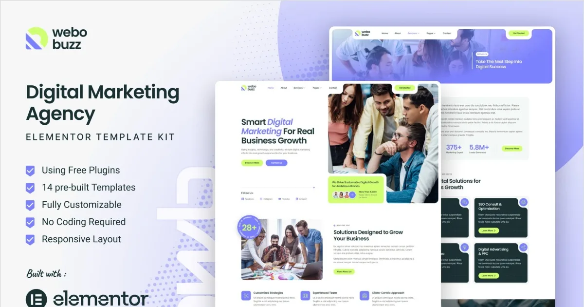 Webobuzz – Digital Marketing Agency Elementor Template Kit