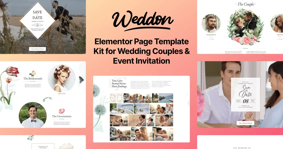 Weddon – Wedding Event Invitation Elementor Template Kit