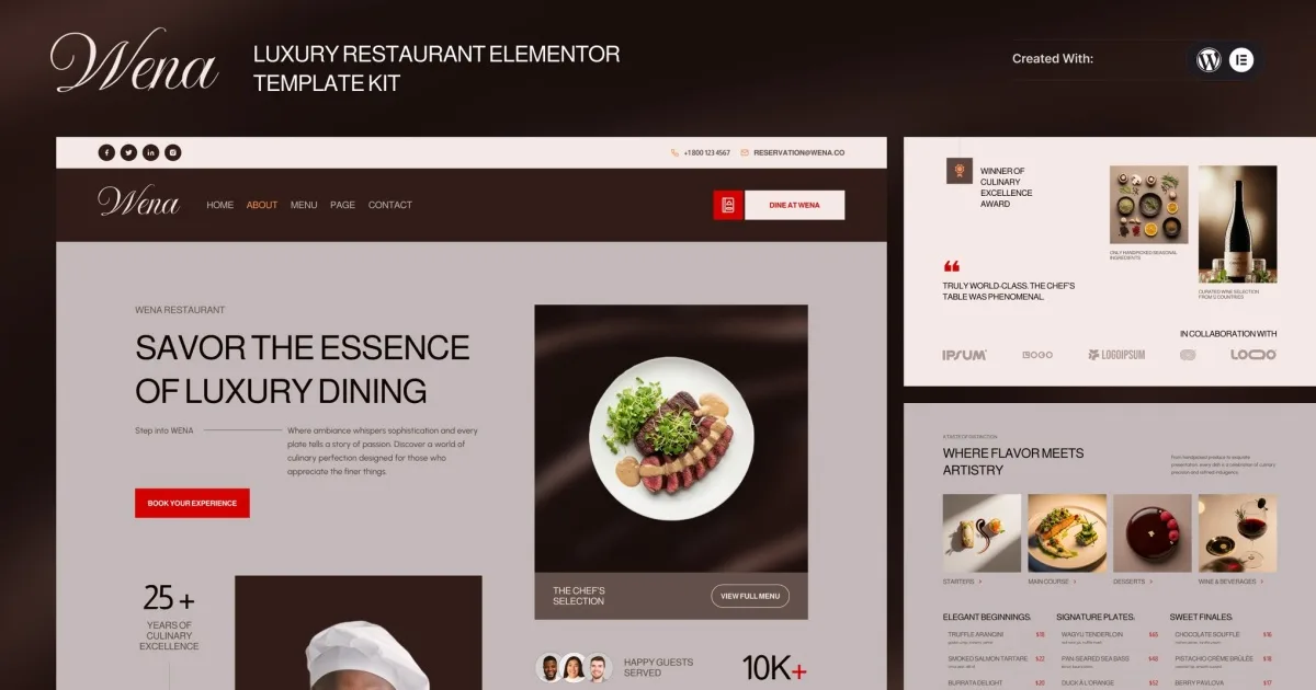 Wena – Luxury Restaurant Elementor Template Kit