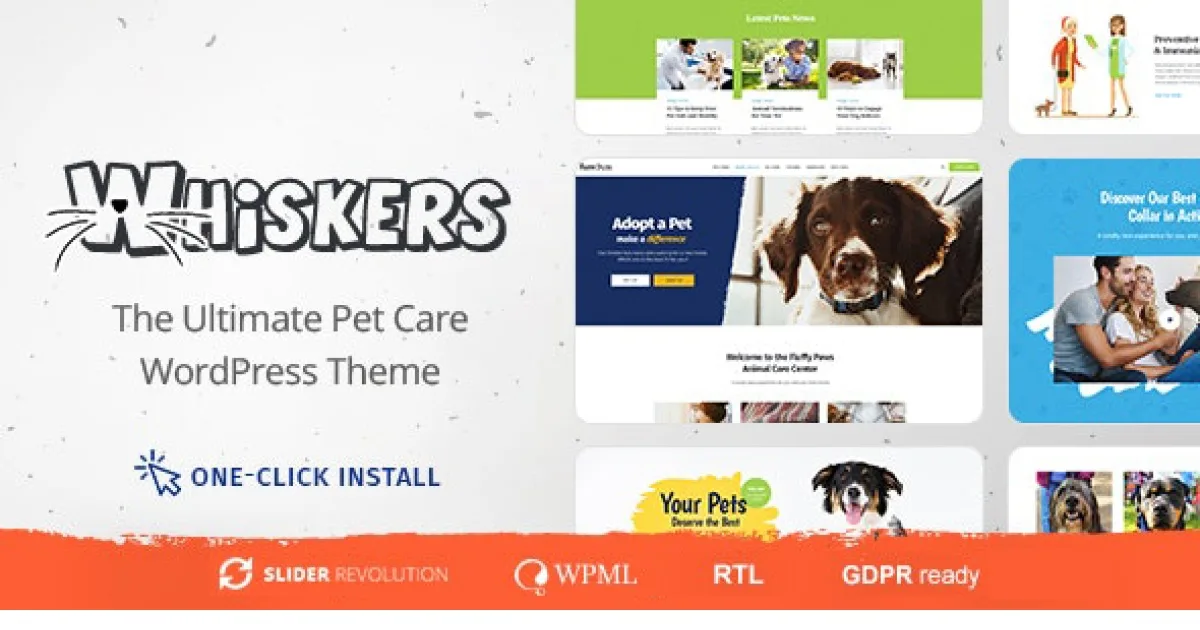 Whiskers Theme – Pets Store, Vet Clinic, Animal Adoption Theme