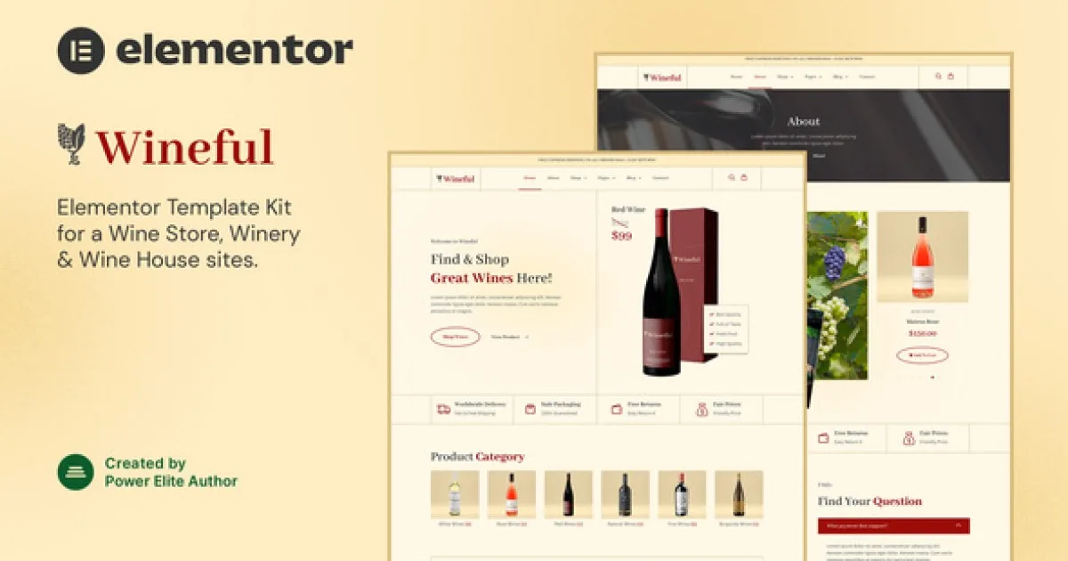 Wineful – Wine Store & Winery Elementor Template Kit