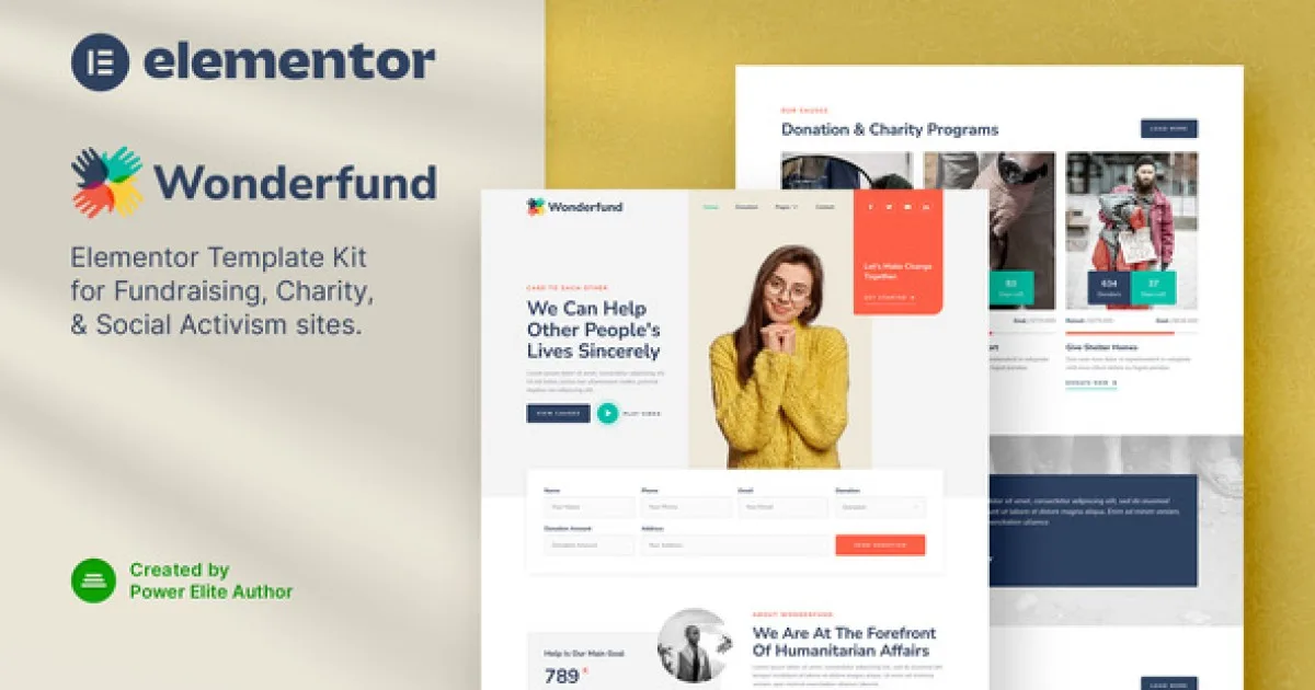 Wonderfund – Fundraising & Charity Elementor Template Kit