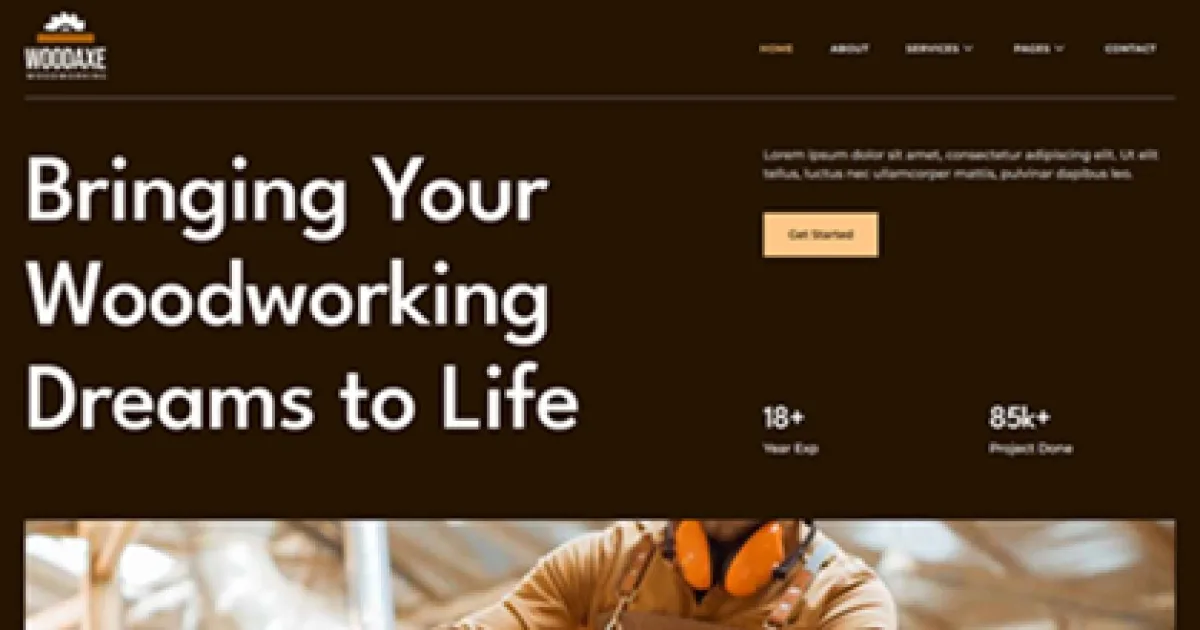 Woodaxe – Carpenter & Craftman Elementor Template Kit