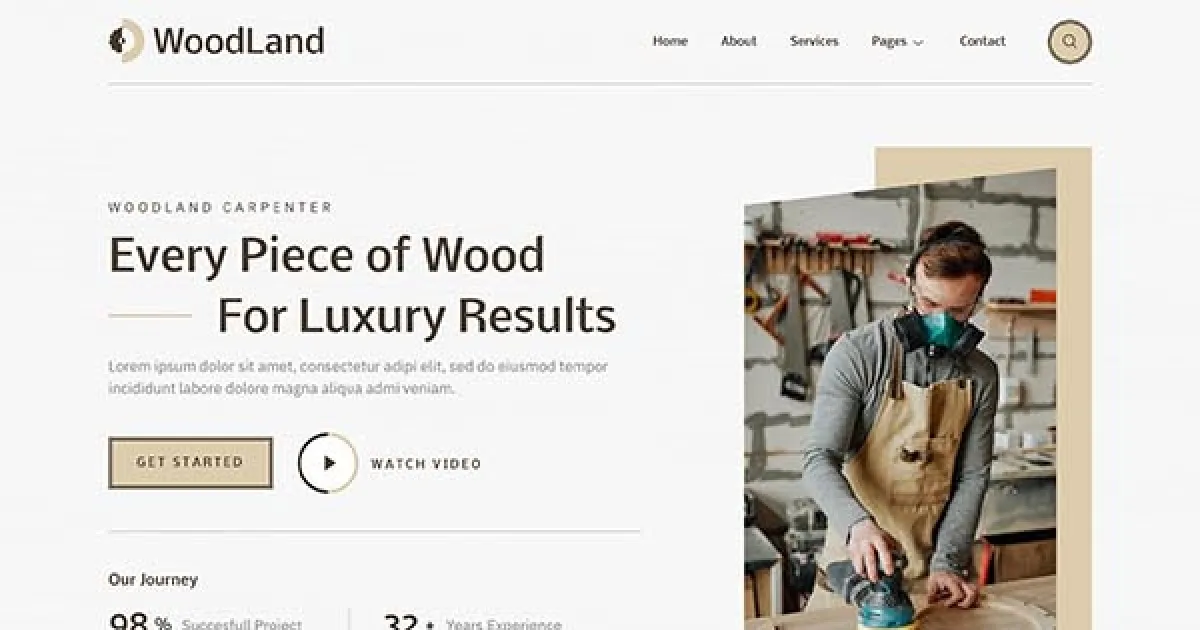 WoodLand – Carpenter & Craftsman Elementor Template Kit