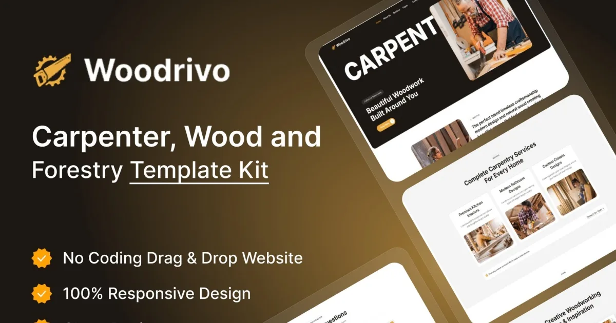 Woodrivo – Carpenter & Forestry Elementor Template Kit