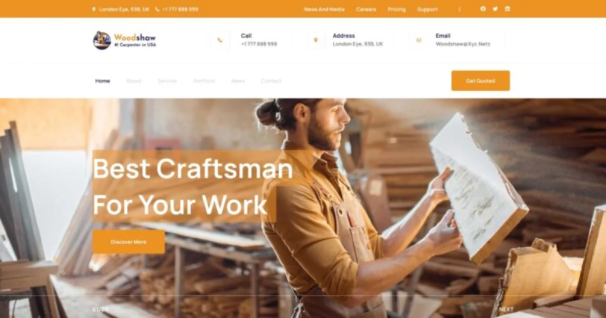 Woodsaw – Carpenter & Craftsman Elementor Template Kit