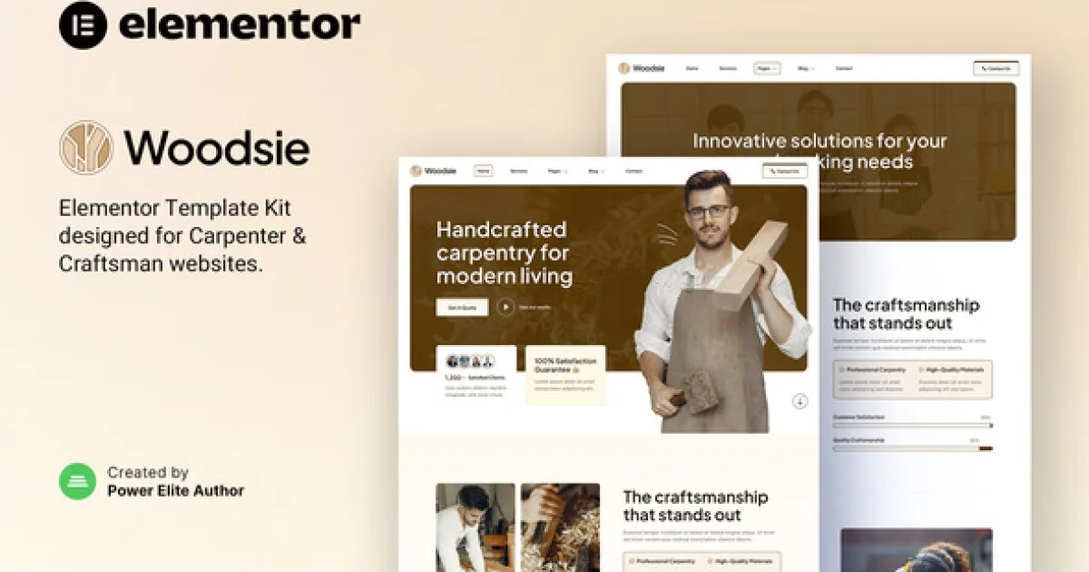 Woodsie – Carpenter & Craftsman Elementor Template Kit