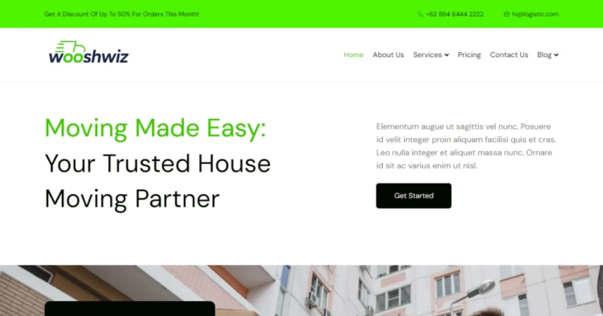 Wooshwiz – Logistic & Shipping Elementor Template Kits