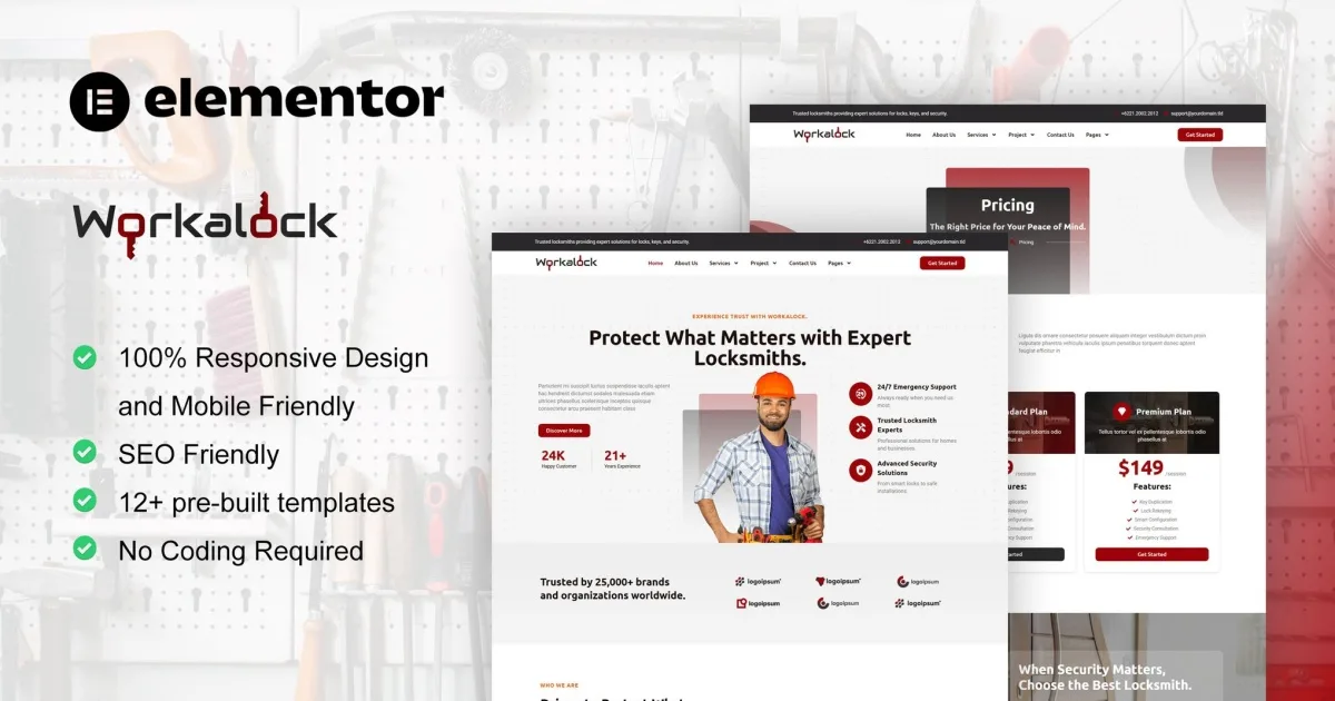 WorkaLock – Locksmith & Key Maker Service Elementor Pro Template Kit