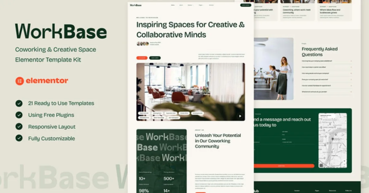 WorkBase – Coworking & Creative Space Elementor Template Kit