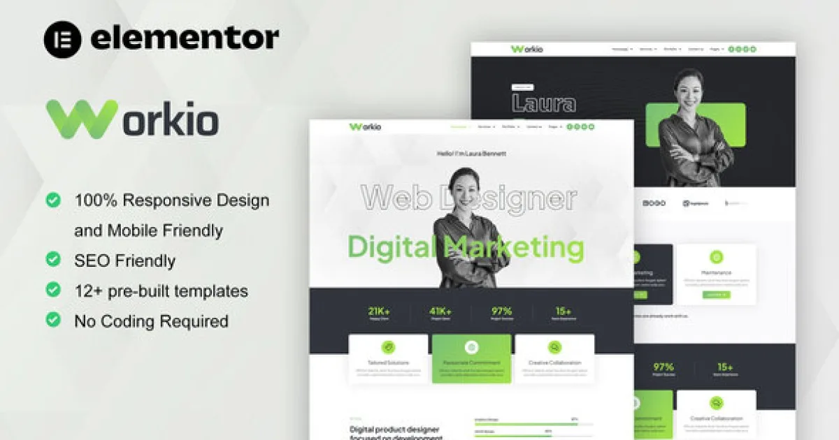 Workio – Digital Service & Creative Portfolio Elementor Template Kit