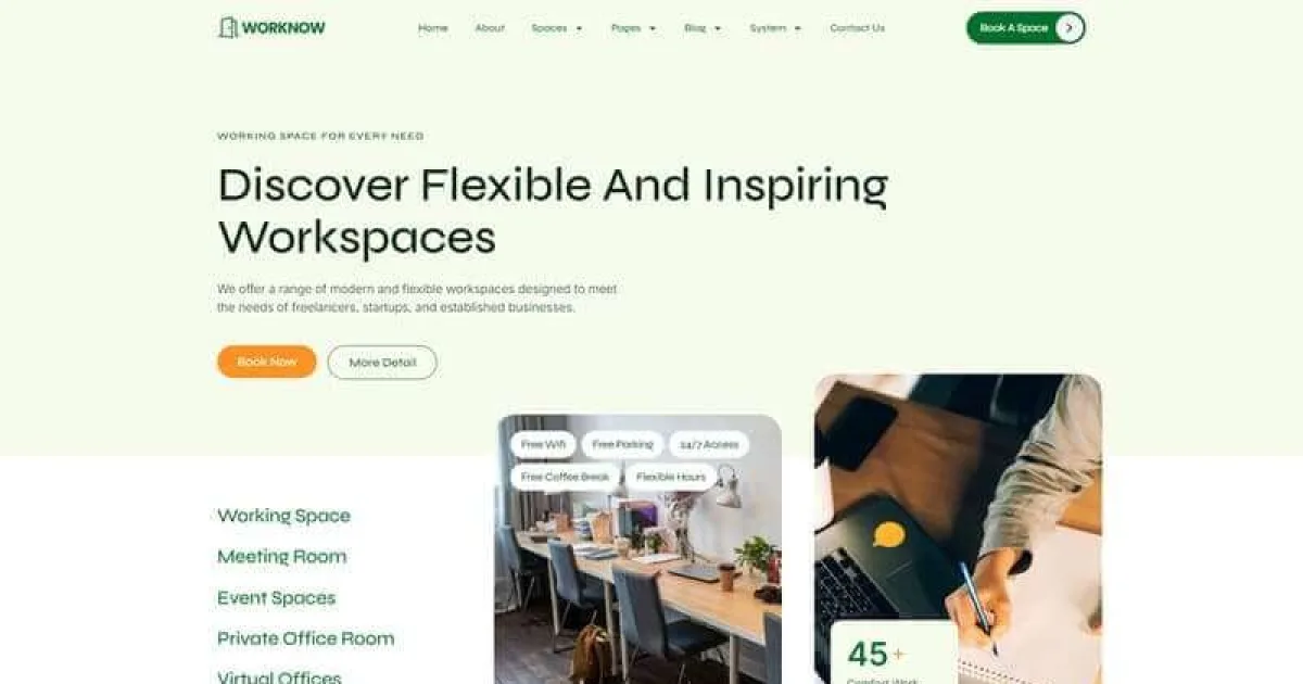 Worknow – Coworking Space Elementor Pro Template Kit