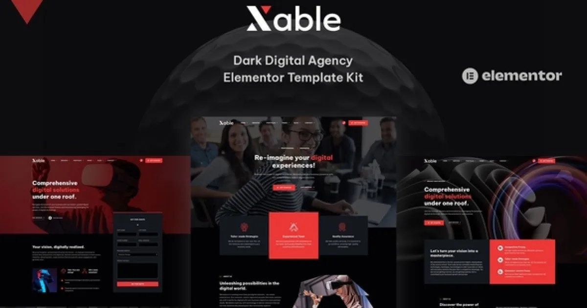 Xable – Dark Digital Agency Elementor Pro Template Kit