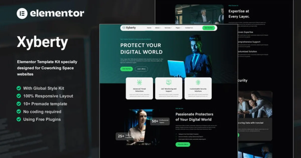 Xyberty – Cyber Security Elementor Template Kit