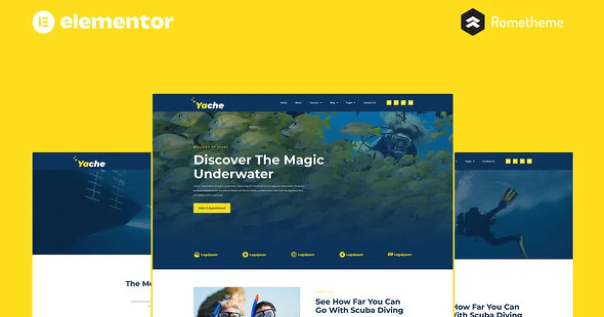 Yache – Scuba Diving Center Elementor Pro Full Site Template Kit