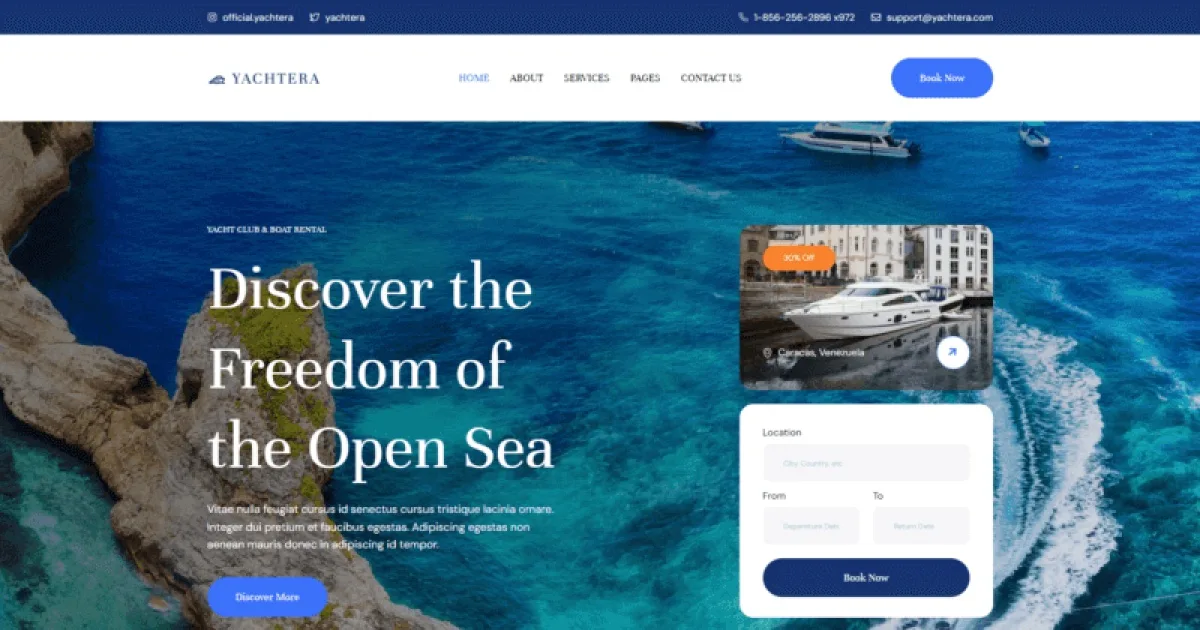 Yachtera – Yacht Club & Boat Rental Elementor Template Kit