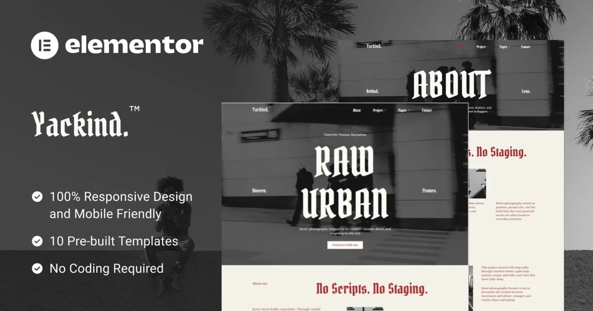 Yackind – Street Photography Portfolio Elementor Template Kit