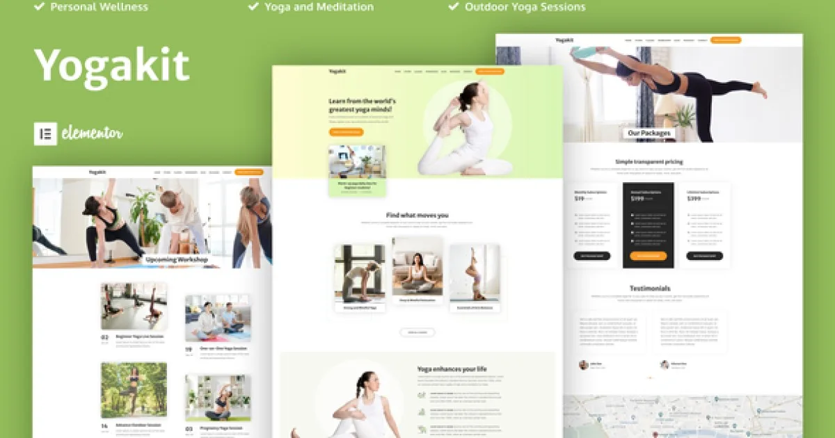 Yogakit – Yoga & Meditation Elementor Template Kit - Official Release Preview