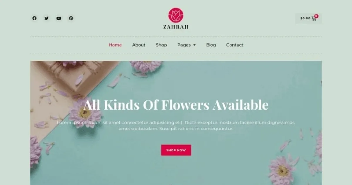 Zahrah – Flower Shop & Store WooCommerce Elementor Template Kit