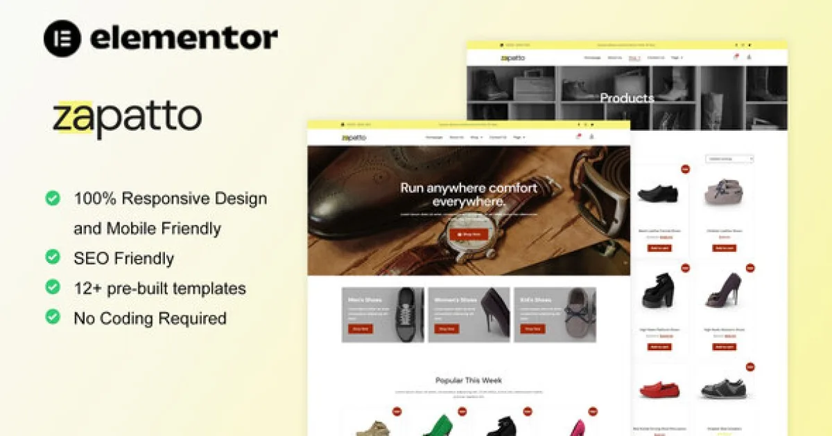 Zapatto – Shoes Store WooCommerce Elementor Template Kit