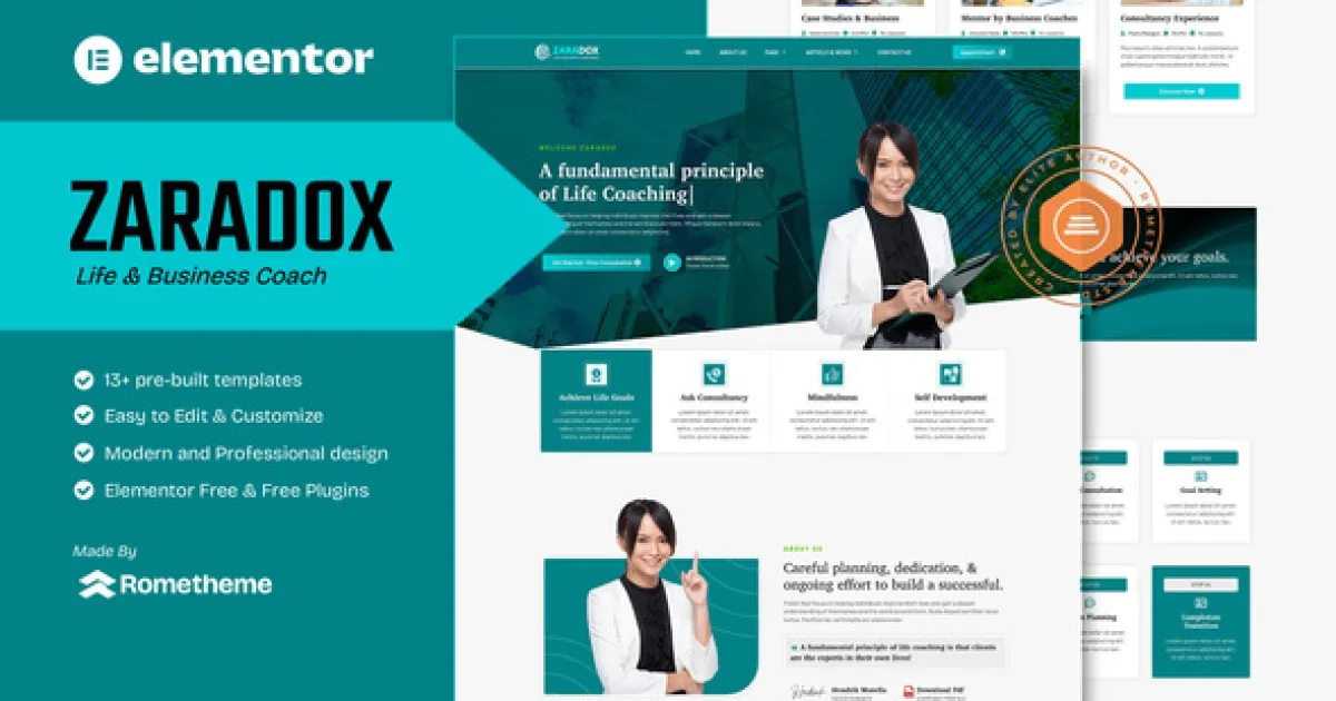 Zaradox – Life & Business Coach Elementor Template Kit